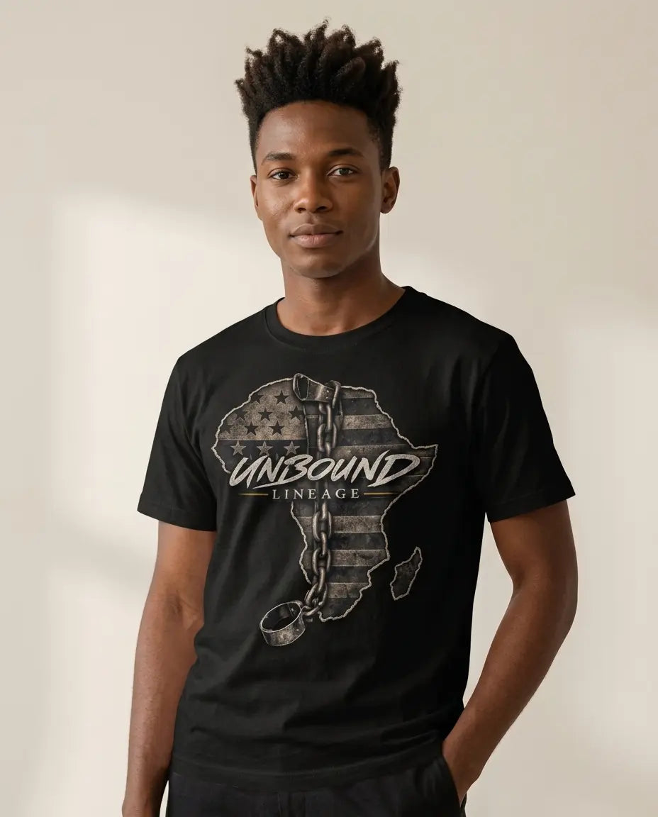 Unbound Lineage tee styled with neutral streetwear outfit black and charcoal look