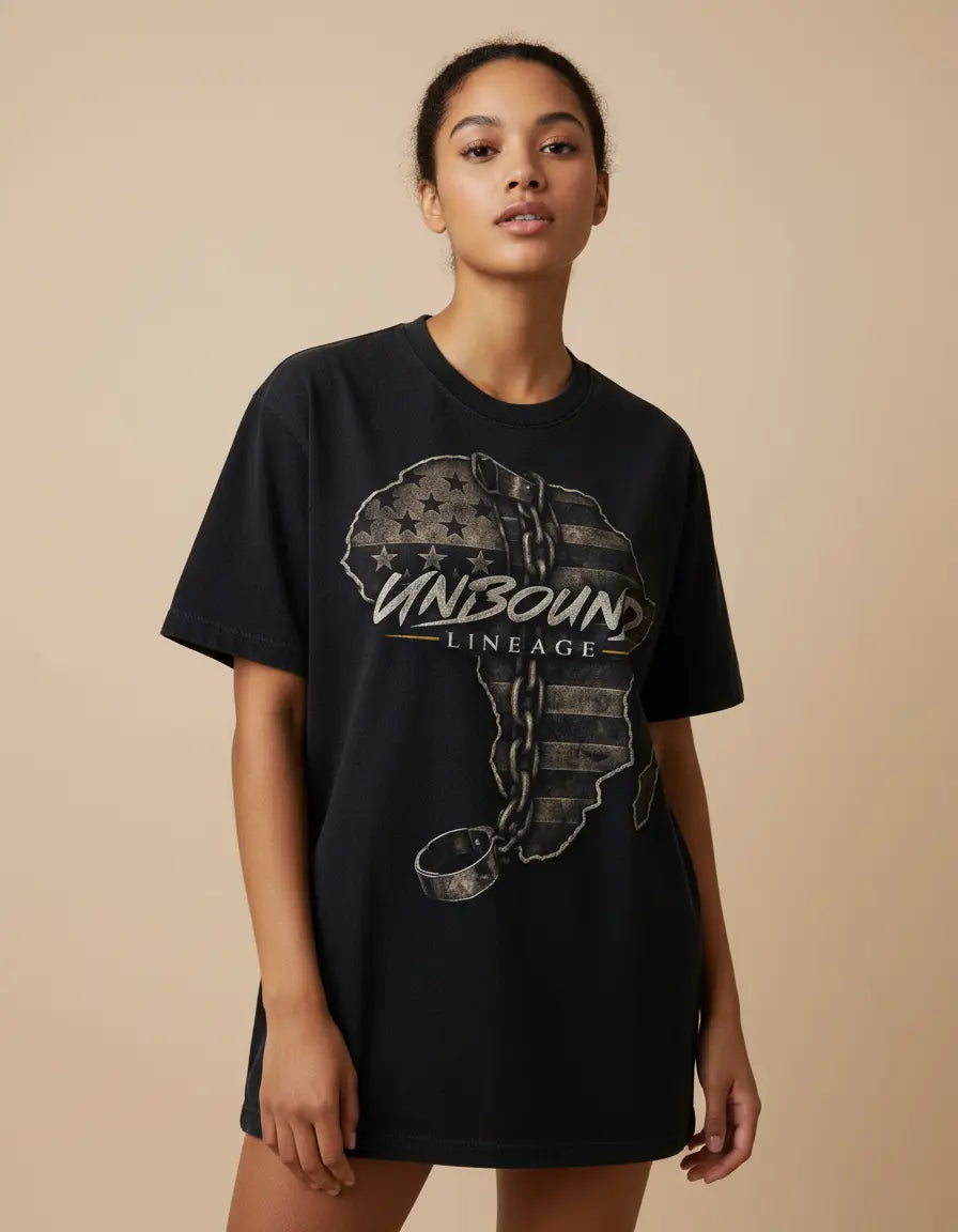 Unbound Lineage tee front graphic detail minimalist symbolic artwork